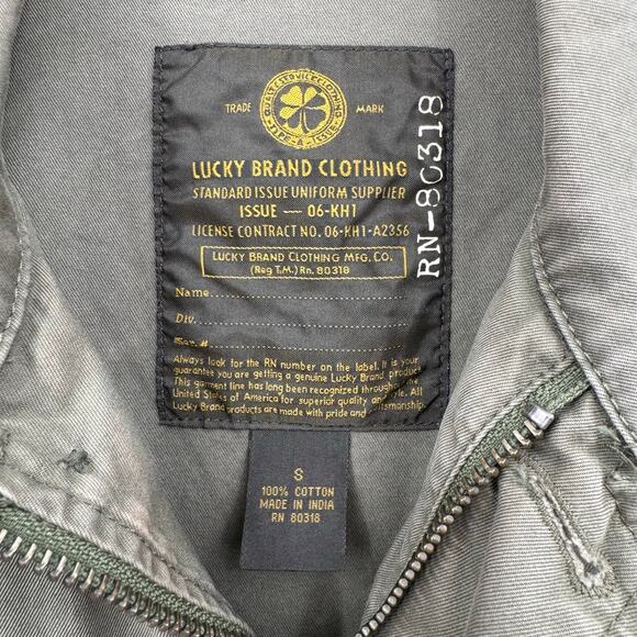 Lucky Brand Men's Army Green 100% Cotton Cargo Utility Military Jacket Pockets - Picture 8 of 9